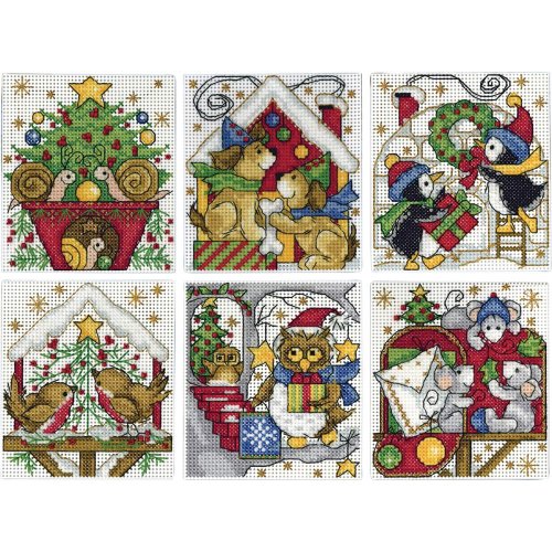(image for) Home for Christmas 6/Pkg Counted Cross Stitch Ornament Kit